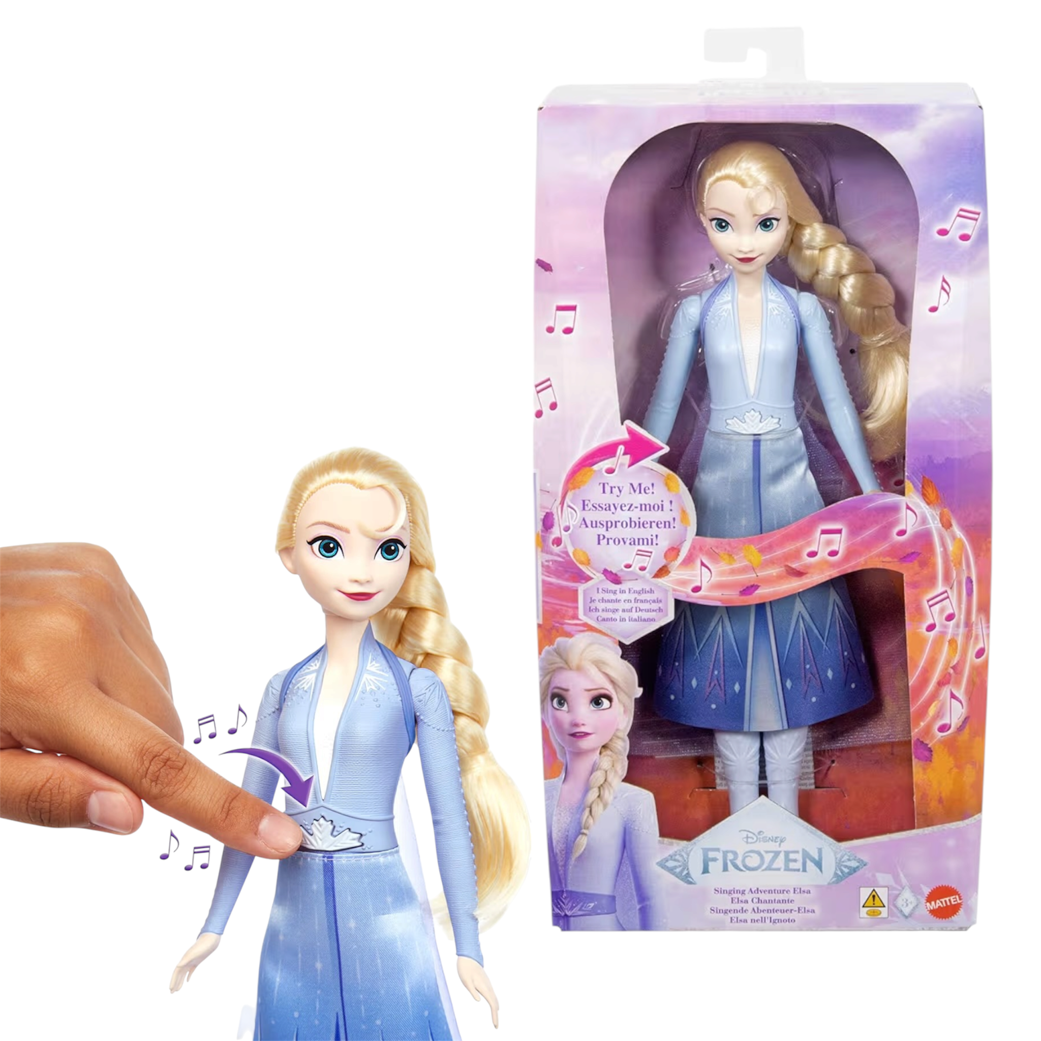Mattel Set Disney Frozen Cantante Elsa Nell’Ignoto Bambola e Ice Reveal Mini Bambole Surprise con Accessori Originali