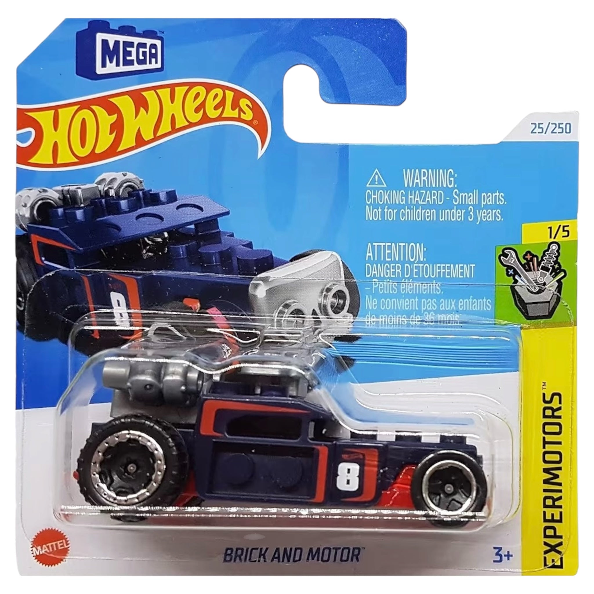 Mattel Hot Wheels Brick and Motor 2024 Experimotors 1/5 HTC55 Mega Moving Parts Modellino Auto Die-Cast