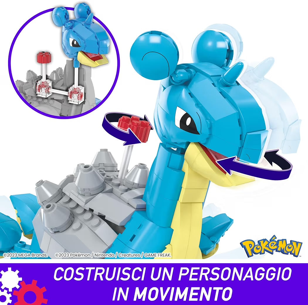 MEGA Pokemon Lapras da Costruire Set da 527 Pezzi con Parti Mobili, Modellino da Esposizione