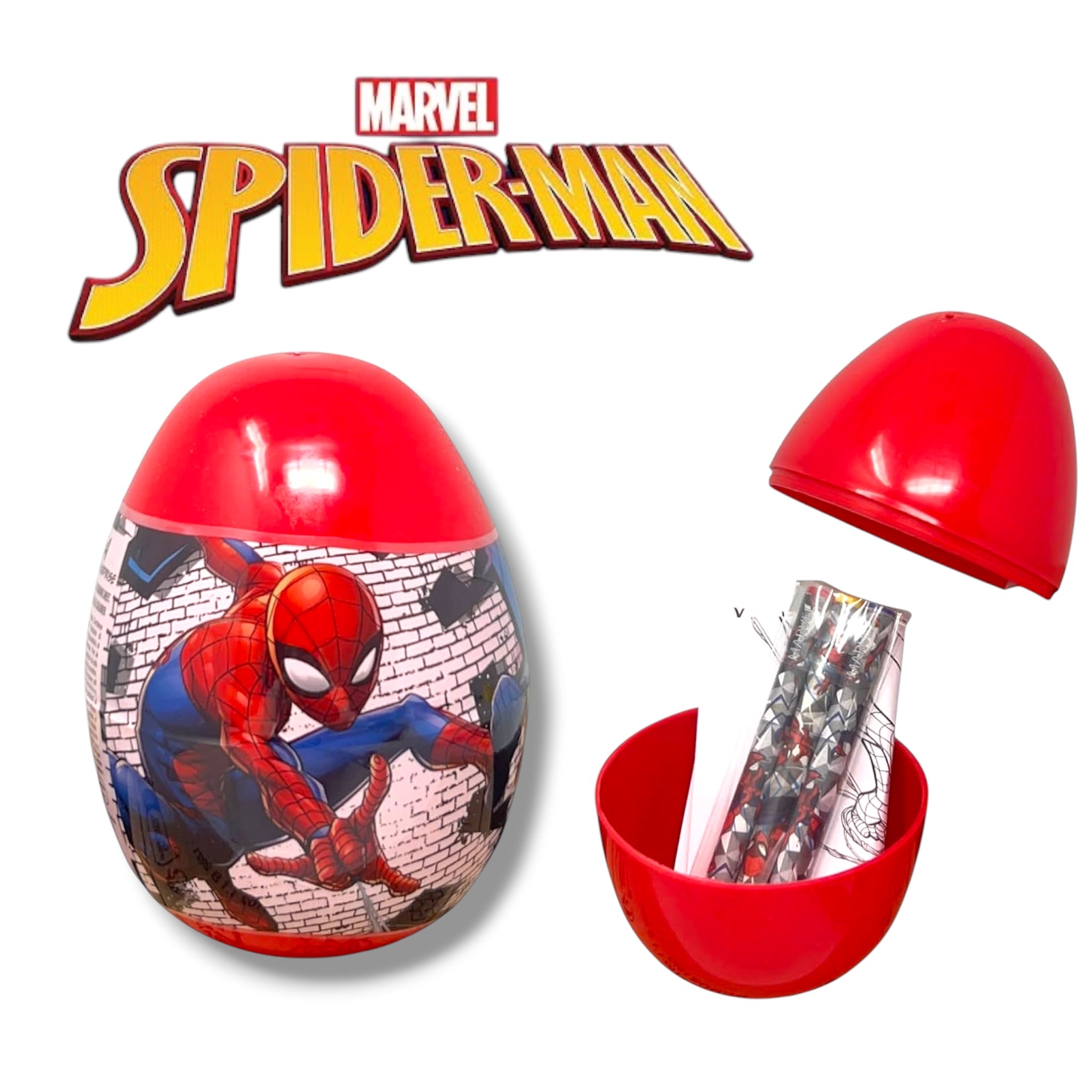 Spiderman Mini Uovo con Sorpresa 5 Pezzi ovetto con Accessori di cancelleria Colori e Disegni per Bambini