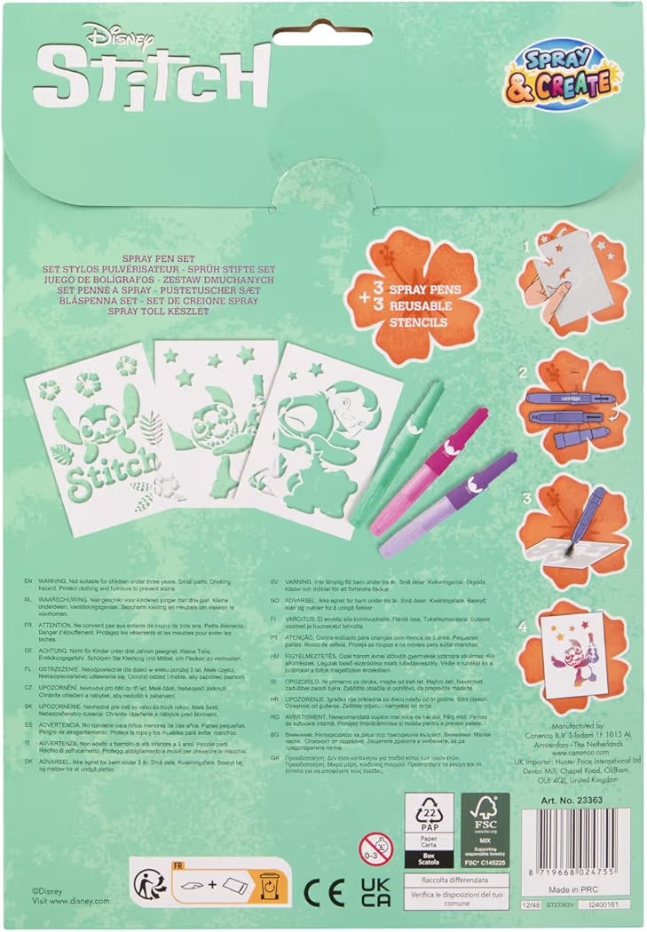 Spray Pen Set 3pz Stitch con Stencil