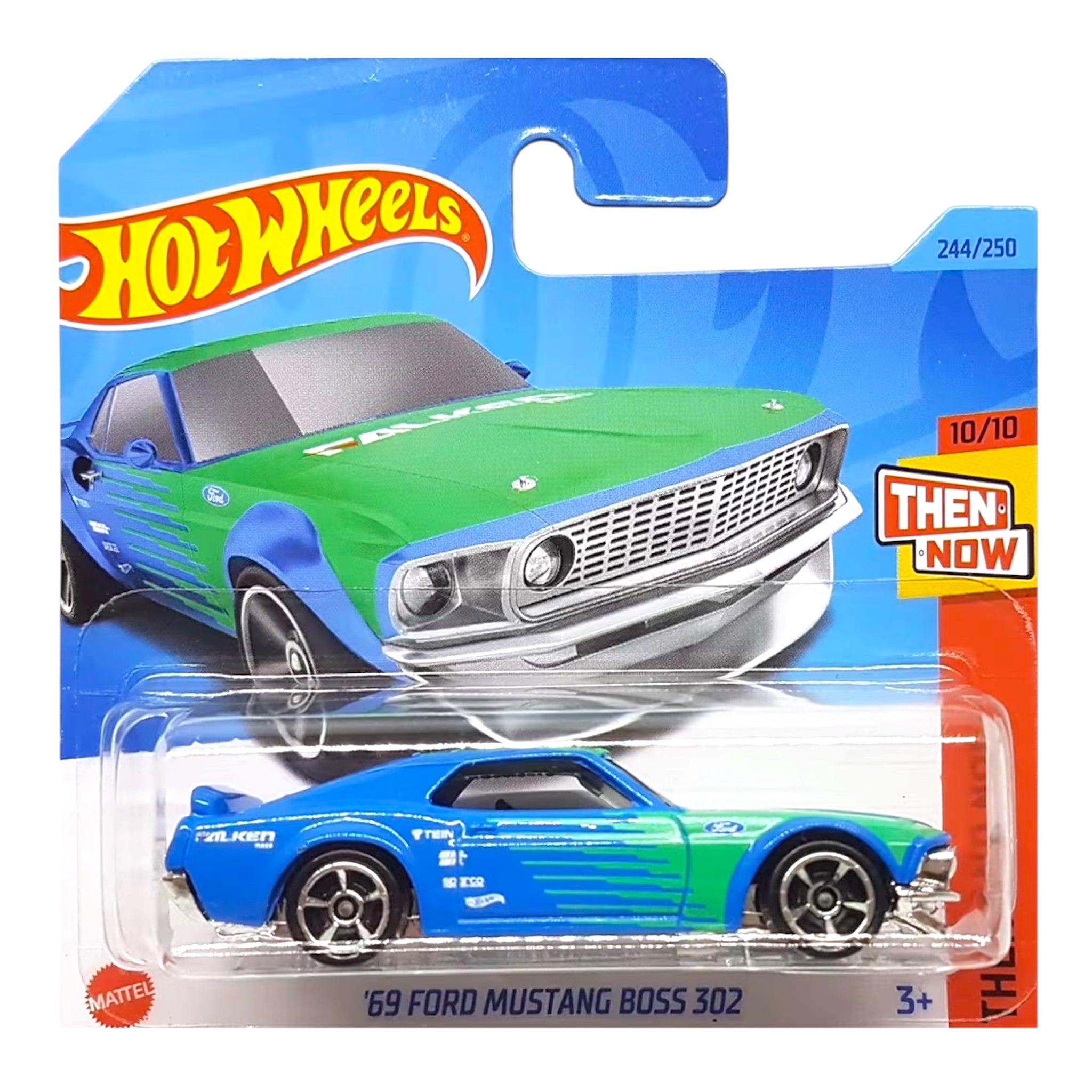 Mattel Hot Wheels 69 Ford Mustang Boss 302 2023 Falken Design Then and Now 10/10 HKJ48 Modellino Auto