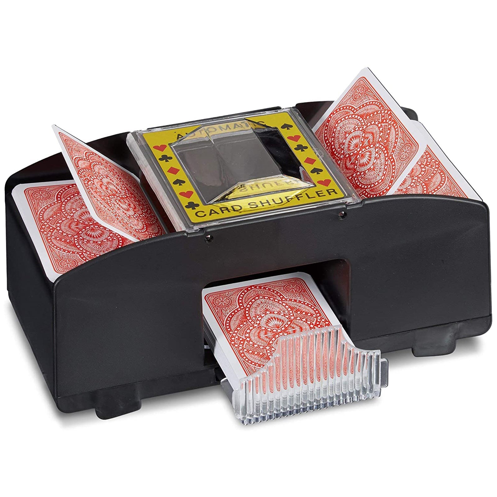 Mescola carte automatico con 2 livelli ideale per carte con dimensioni 9 x 6,5 cm