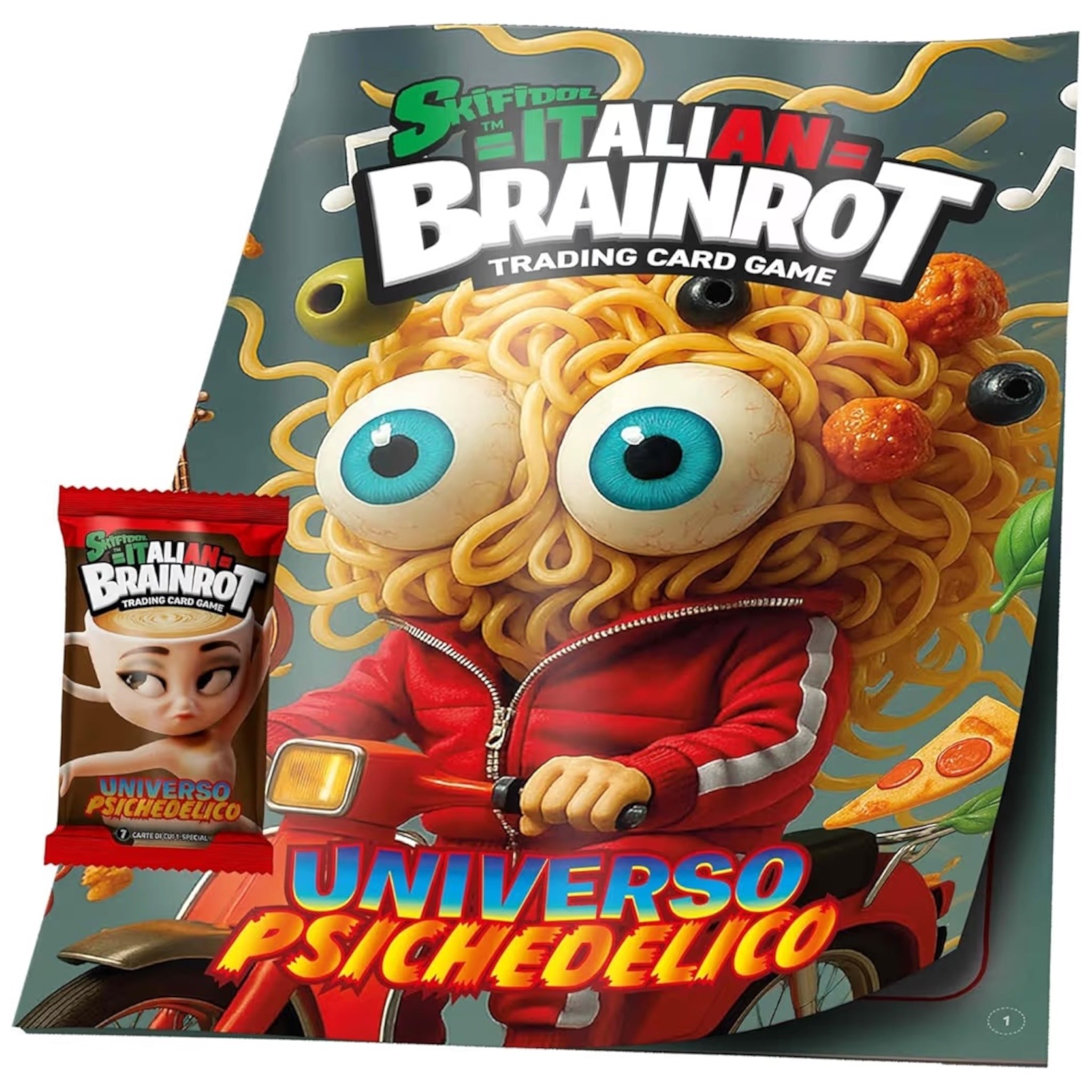 Skifidol Italian Brainrot Album Carte Collezionabili con 1 Bustina da 7 Cards Universo Psichedelico Trading Card Game