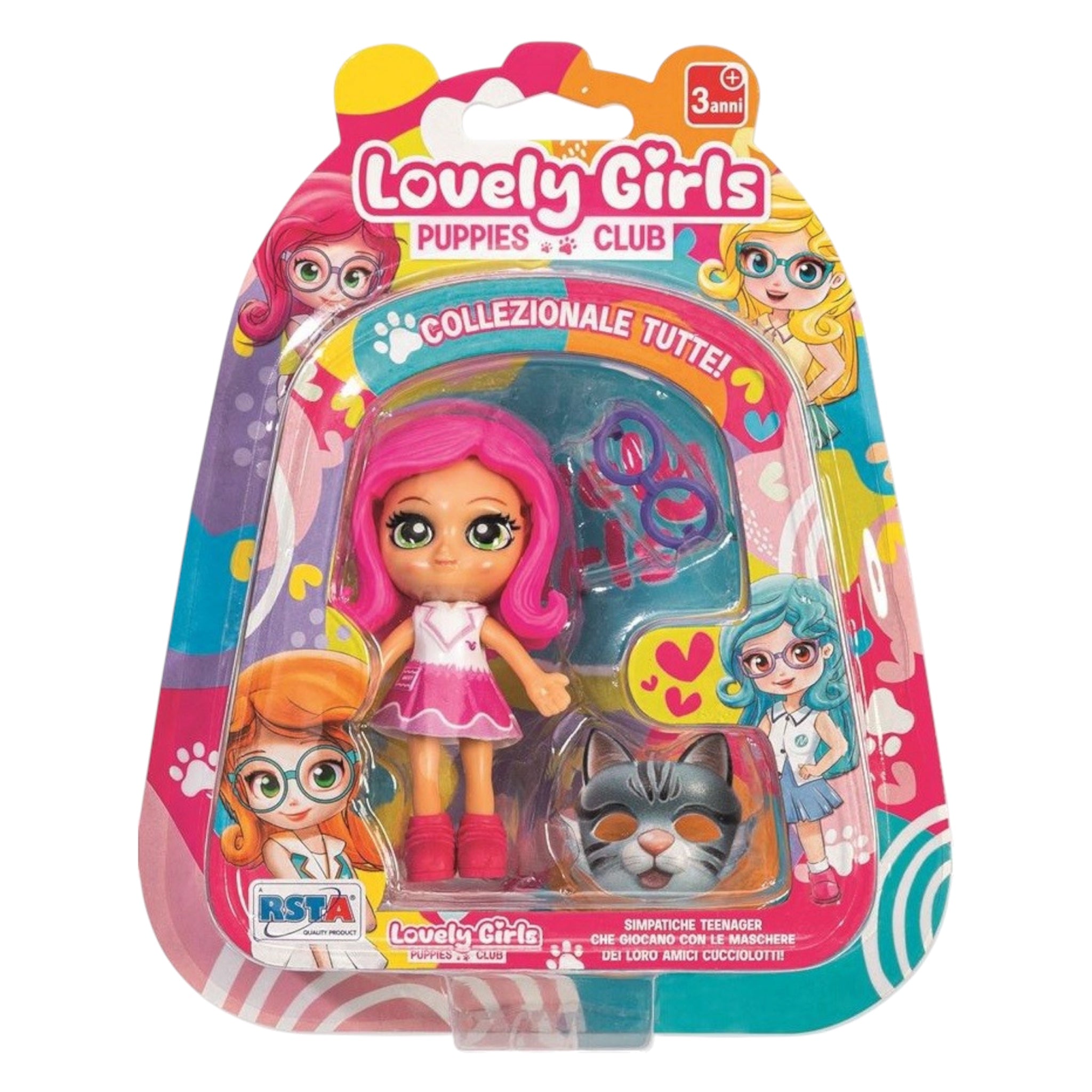 RS Toys Mini bambola Lovely Girls - Con capelli rosa e accessori