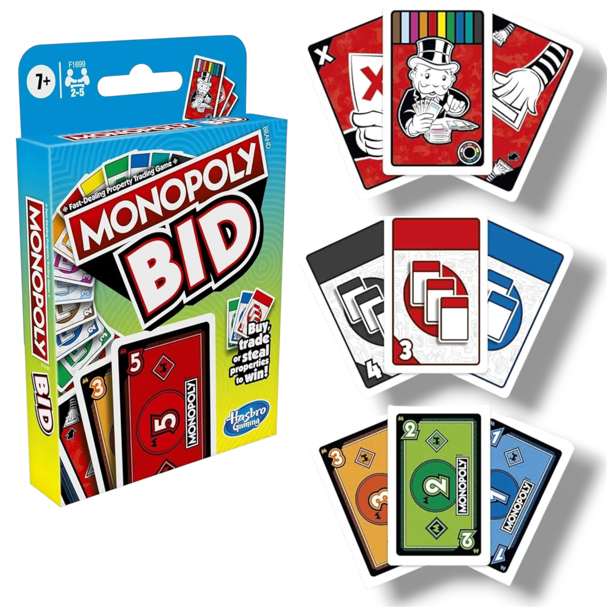 Hasbro Monopoly Bid Gioco di Carte Rapido per Famiglie Divertente e strategico, ideale per famiglie e bambini