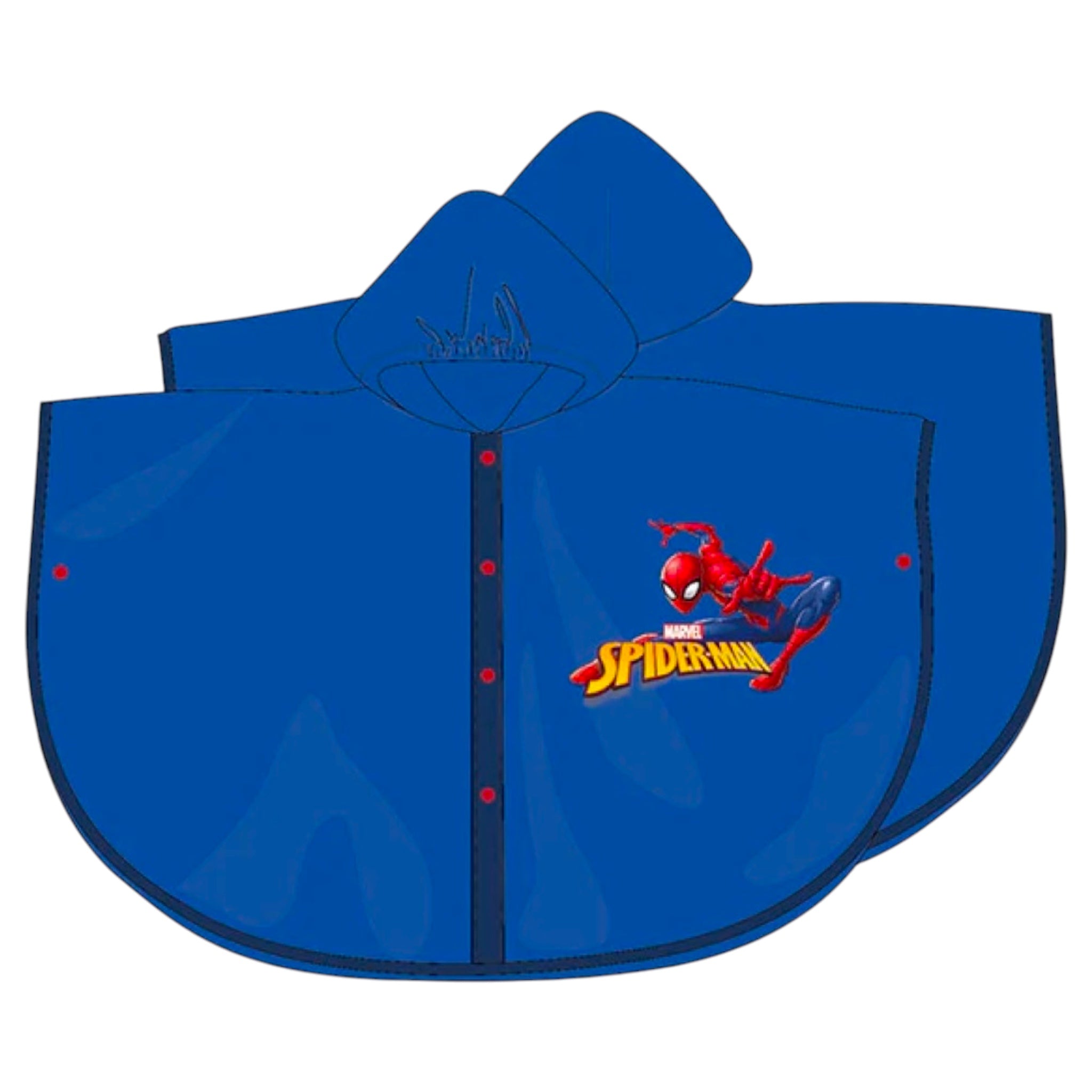 Poncho SPIDER-MAN Impermeabile 3 Anni 98 cm Mantello antipioggia per bambini con cappuccio e chiusura a bottoni