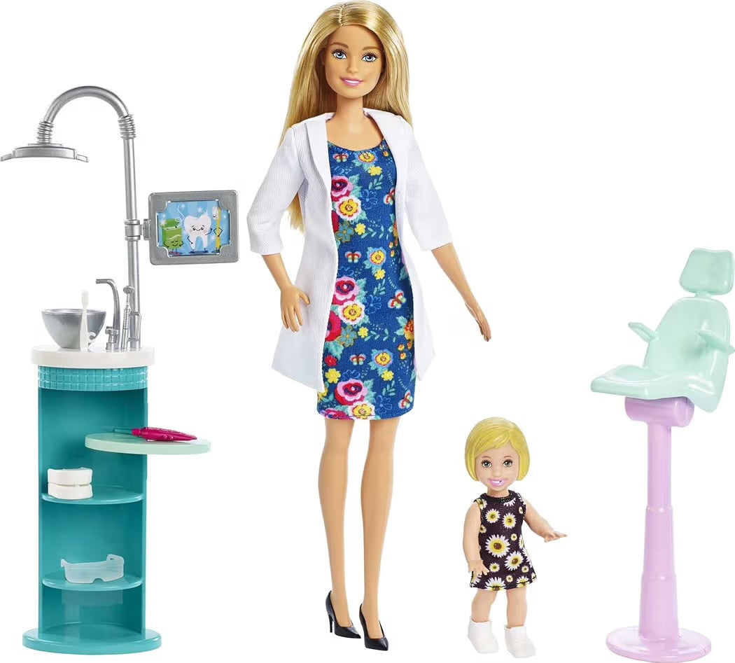 Mattel Barbie Carriere Dentista, Playset con due bambole, sedia operatoria e accessori