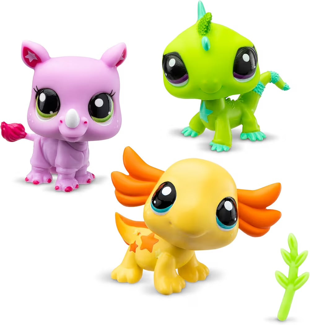 BANDAI Littlest Pet Shop Trio Tubo Wild Vibes Set con 3 Mini Personaggi, 1 Accessorio, Carta da Collezione e Codice Virtuale
