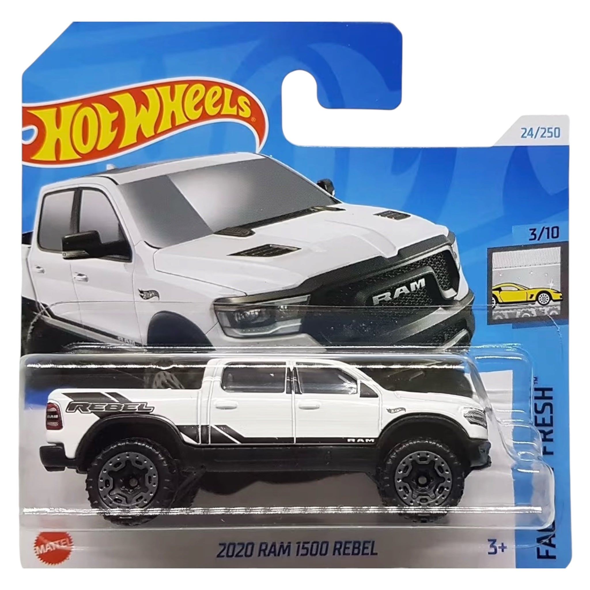 Mattel Hot Wheels 2020 RAM 1500 Rebel 2024 Bianco Factory Fresh 3/10 HTC52 Modellino Auto Die-Cast Pickup Truck