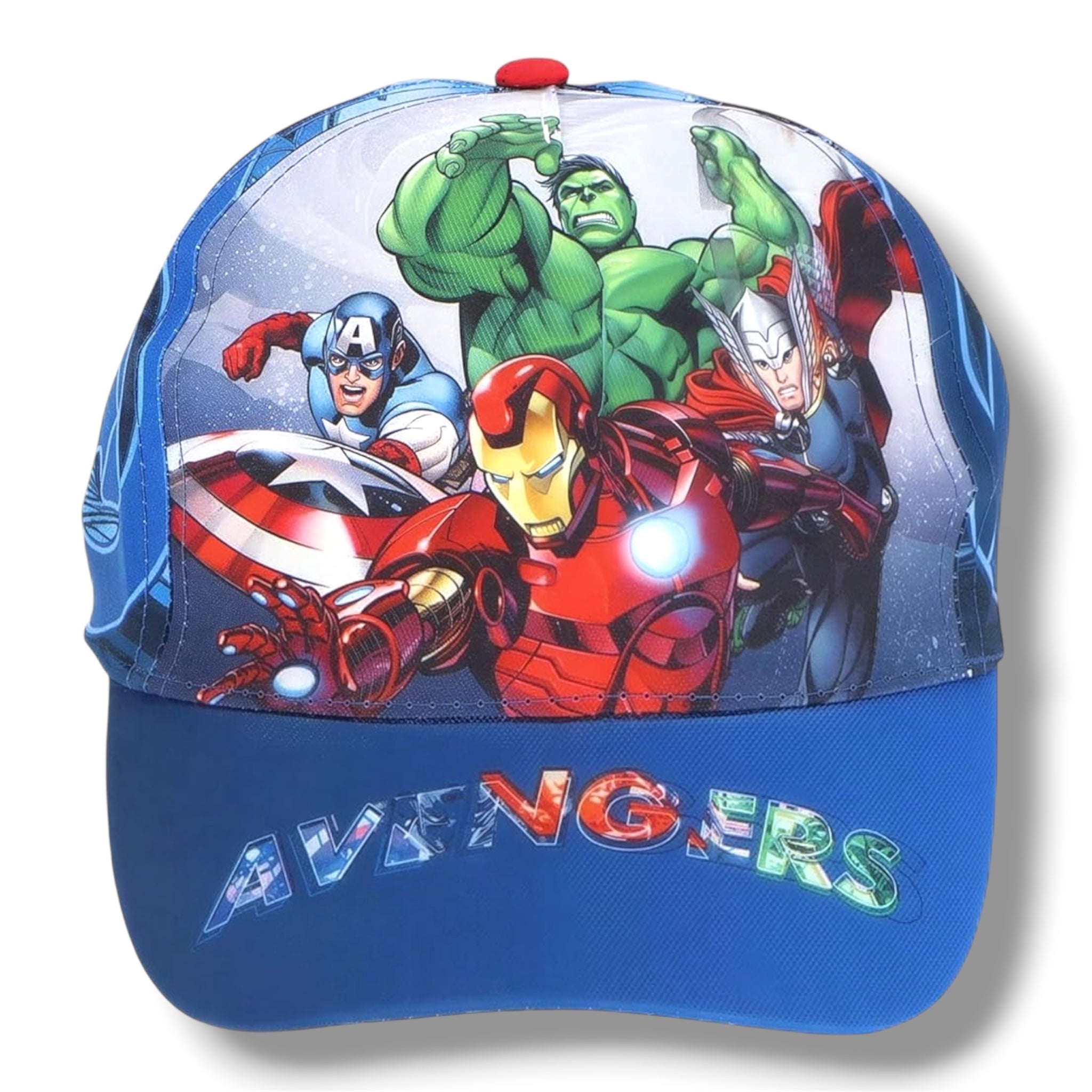 Cappellino Avengers da baseball Parasole Regolabile Velcro Misura 54 cm con Hulk Captain America Iron Man